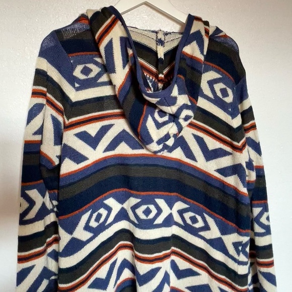live and let live Bohemian MaximalistGraphic Knit Hooded Cardigan Sweater Size L - Picture 5 of 9